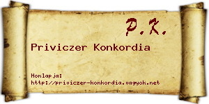 Priviczer Konkordia névjegykártya